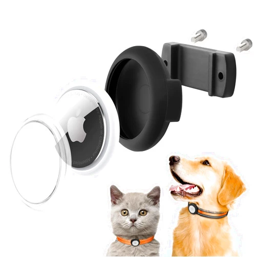 MOOGROU Waterproof Airtag Holder for Dog Collar,Apple Airtag Case Protects Air Tag Device for Cat Pet Loops,Anti-Lost,Anti-Scratch,Ultra-Durable Airtags Tracker Cover Black L (1 Pack)