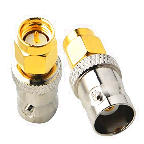 BOOBRIE BNC SMA Coax Connector SMA Male to BNC Female Coaxial Connector Low Loss Coax Adapter for RF Antennas, Wireless LAN Devices, Coaxial cable, WiFi, Ham or Handheld Radios, Scanner, SDR Pack of 2