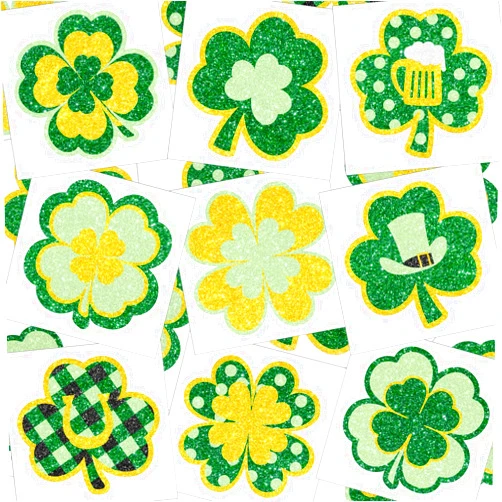 Maitys 72 Pieces Glitter Shamrock Temporary Tattoos St. Patrick's Day Tattoos Lucky Clover Glitter Tattoo Stickers St. Patrick's Day Irish Sticker Parade Party Favors Decorations Accessories, 9 Styles