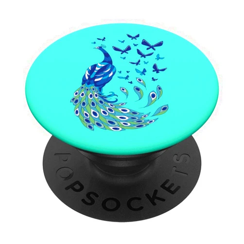 Bunter Pfau Vogel Geschenk Pfauen Peacock bird Beautiful Peacock Feather Gift Butterfly Peacock PopSockets Swappable PopGrip