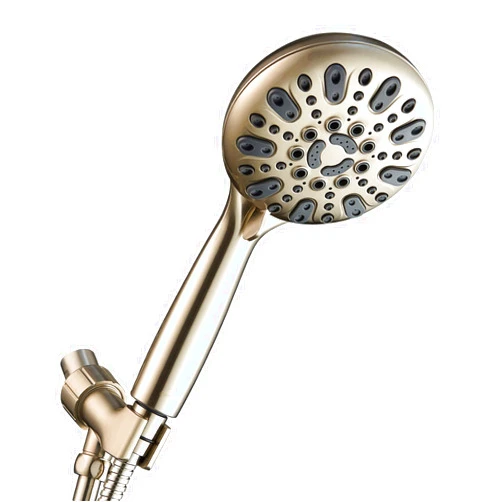 Couradric Handheld Shower Head, 6 Spray Setting High Pressure Shower Head with Brass Swivel Ball Bracket and Extra Long Stainless Steel Hose, Brushed Nickel, 5