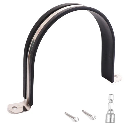Soimuk Pipe Clamps,304 Stainless & Rubber Cushioned Heavy Duty Conduit clips (SCH 4 in (114 MM) - 2 Pack)