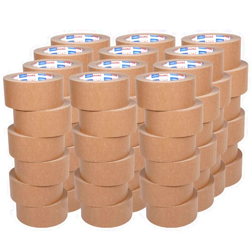 ADHES TAPE PURSUIT OF PERFECTION ADHES Heavy Duty Kraft Paper Tape Eco Friendly Packing Tape Writable Non-Coated Surface for Masking, Sealing, and Packaging Use,2” x 43 Yards,72Rolls