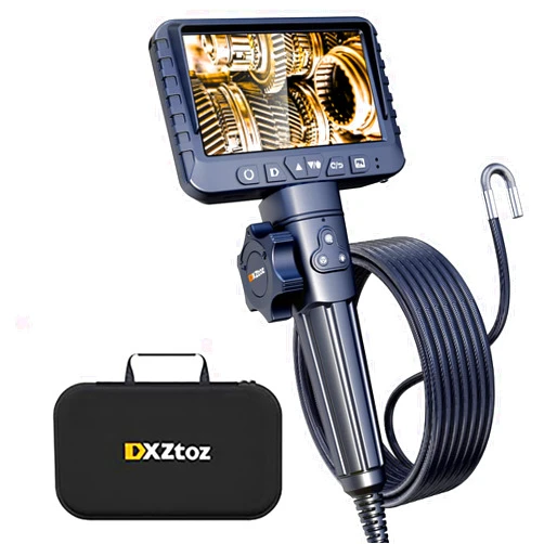DXZtoz 10FT Articulating Borescope, DXZtoz Inspection Camera with 0.33in Two-Way Steering Snake Camera, Waterproof 1080P Endoscope Camera with Light for Mechanics Electriction Wall Pipe Inspection