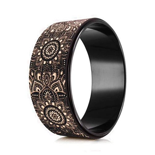 Yogadesignlab YOGA DESIGN LAB | THE YOGA WHEEL | Eco Printed, Extra Strength, Padded, Dharma Exercise Wheel | Designed in Bali | Enhance Your Postures and Stretch Deeper (Mandala Black,)
