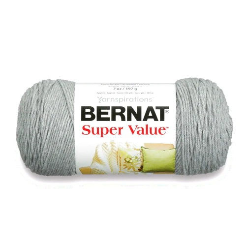 Spinrite Bernat Super Value Yarn, 5 oz, Soft Gray, 1 Ball