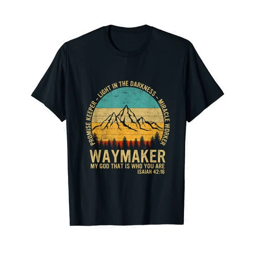 Christian Gift Apparel.USA Waymaker Miracle Worker Promise Keeper Christian Vintage T-Shirt