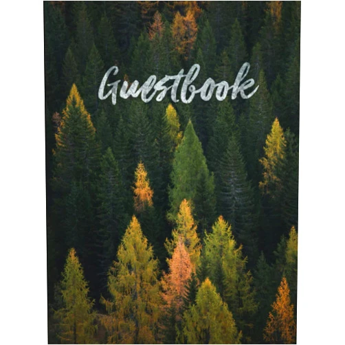 Pland Guestbook: Rustic Pine Tree Forest Vacation Rental Guestbook for Airbnb, VRBO, Cabin, Lodge - 120 Pages - 8.25 x 11