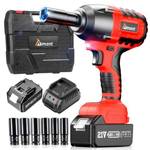 Aiment 550 Ft-lbs/700Nm Cordless Impact Wrench 1/2 inch, 3000RPM Brushless Impact Gun with 4.0Ah Li-ion Battery, Fast Charger, 6 Sockets, Electric Impact Wrench for Car Home Truck Tractor AT700
