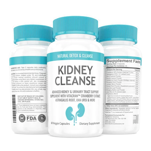 HealthWise Advanced Kidney Cleanse Supplement Natural Stone Dissolver, Detox + Bladder & Urinary Tract Health Support with VitaCran™ Cranberry Extract, Astragalus & Uva Ursi for Healthy Function - 60 Capsules
