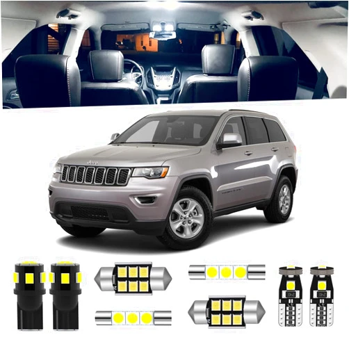 ENDPAGE 15-Pieces Grand Cherokee Interior LED Light Kit Package for Jeep Grand Cherokee 2011 2012 2013 2014 2015 2016 2017 2018 2019 2020 White 6000K + License Plate Lights, Install Tool
