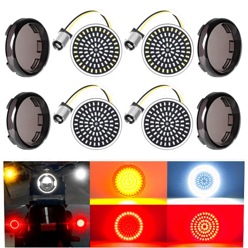 Benlari 1157 LED Turn Signals Front Rear 81 LED Lights Super Bright 1156 Bulbs Lens Kit 1986-2024 Compatible for Harley Davidson Touring Dyna Softail Sportster Street Glide Road Glide Iron 883