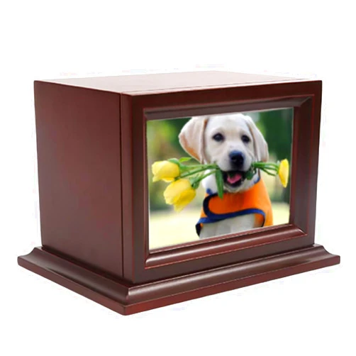 Permulaan Wooden Pet Memorial Keepsake Urns, Photo Box Pet Cremation Urn，Cremation Urns for Dogs Ashes，Cat Urn，Loss Pet Sympathy Remembrance Gift (Large)