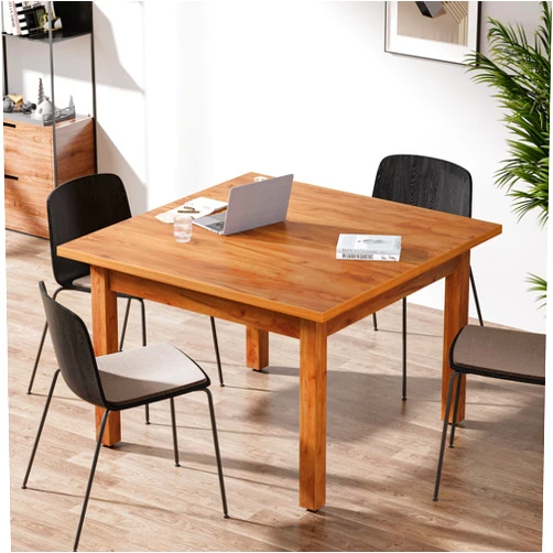 Tribesigns 39.4-Inch Square Conference Table for 4 People, Small Wooden Meeting Room Table with Solid Wood Legs and Thicken Tabletop for Conference Room Seminar Room Boardroom, Oak Brown