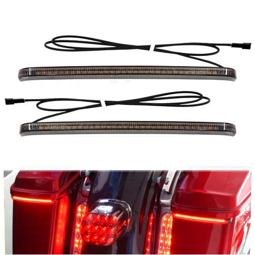 HCmotorku Motorcycle LED Saddlebag Tail Light Running Brake Sequential Turn Signal Lamp Fit for Harley Touring Street Gilde Road King Road Gilde Electra Glide Ultra Limited 2014-2023 Smoked Lens