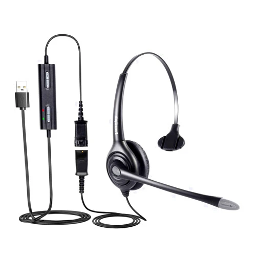 VoiceJoy USB Plug Corded Headphone Call Center Noise Cancelling Headset with Quick Disconnect,Adjustable Mic, Mute Volume Control for Calls on Laptops PCs Computers