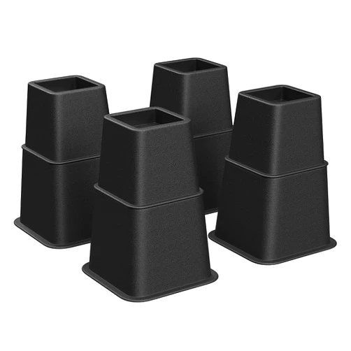 SONGMICS Bed Risers, 4-Pack Furniture Risers, Heavy Duty Bed Lifts in Heights of 3, 5 or 8 Inches, Lifts up to 1300 lb, Stackable Risers for Sofa, Table Legs Extenders, Black UCDG001B01