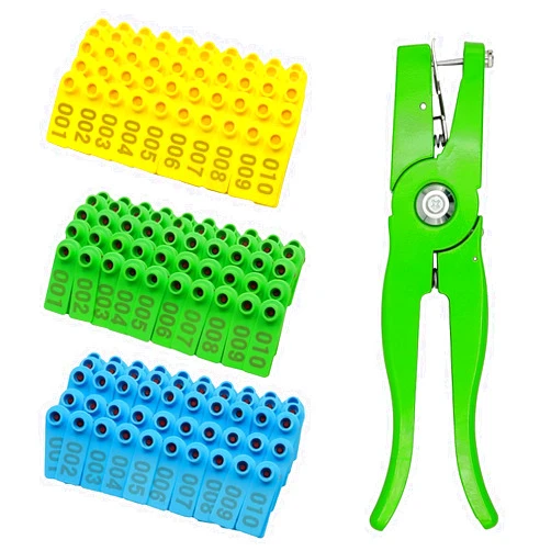 Junniu PAULOZYN 300PCS Livestock Goat Ear Tags Labels for Sheep Pig Livestock Dog Animal Deer Farm Horse Cow Cattle, with 1PCS Ear Tags Applicator, 001-100 Number
