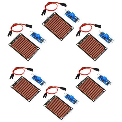 Shutao 6 Pcs Water Sensor Rainwater Module Rain Rain Drops Detection Moisture Monitor Sensor 3.3V-5V LM393 Weather Humidity Module