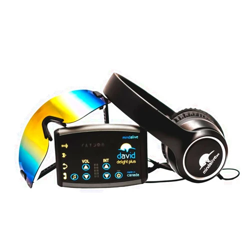 Mind Alive Inc. Mind Alive David Delight Plus with White Light LED Glasses - Best Light and Sound Mind Machine for Brain Training, Meditation, Relaxation, Sleep, Mood, Mental Clarity