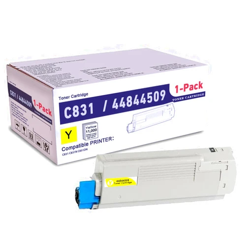 SLIKIA 1 Pack Yellow 44844509 Compatible C831 Toner Cartridge, Replacement for OKI C831 (44844509) - Compatible with: C831 C831N C831DN Printer | Up to 11,000 Pages 1 Each