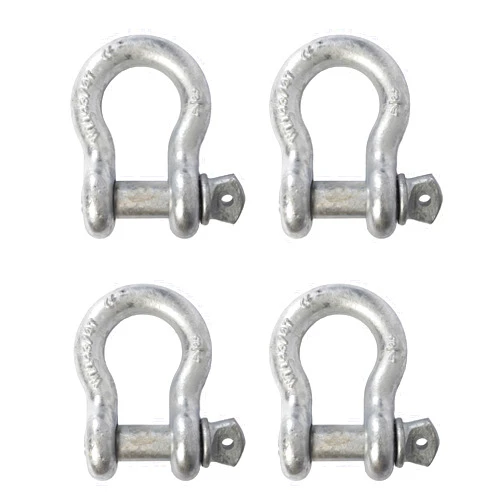 Hi-Gear 4 Pack Galvanized Bow Shackles 3/4