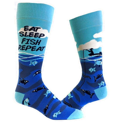 Crazy Dog T-Shirts Mens Eat Sleep Fish Repeat Socks Funny Cool Novelty Fishing Crazy Gift Idea For Dad