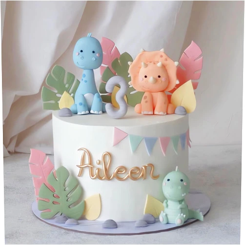 ZXSWEET Dinosaur Cake Toppers Clay Dinosaurs Leaves for Boy Girl Birthday Baby Shower Dinosaur Theme Jungle Party Supplies