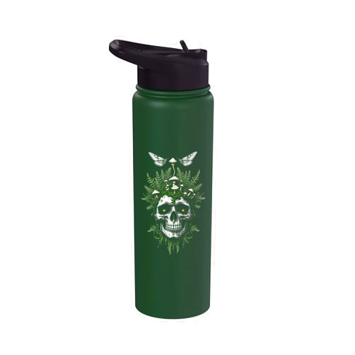 Mystic Forest Goblincore Moth Aesthetic Goblincore Cottagecore Fairycore Skull Stainless Steel Insulated Water Bottle