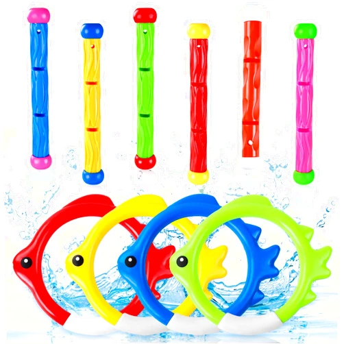 Vellibring 10PCS Pool Diving Swim Toys Colorful Underwater Training Sinking Throwing Dive Rings Sticks for Kids Summer Pool Swimming Party Favor Games