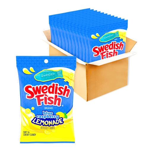 SWEDISH FISH Blue Raspberry Lemonade Soft & Chewy Candy, 12-8.04 oz Bags