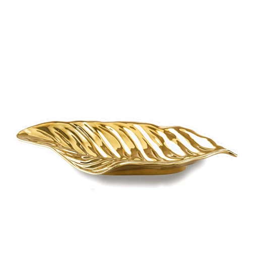 Elegance Gold Finish Titanium Plated Porcelain Centerpiece Fruit Bowl, 17.5