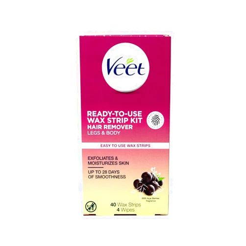 Veet Leg and Body Hair Remover Cold Wax Strips, 40 ct (Pack of 3)