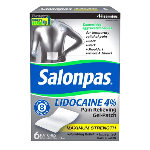 Salonpas Gel-Patch, for Back, Neck, Shoulder, Knee Pain and Muscle Soreness, 6 count
