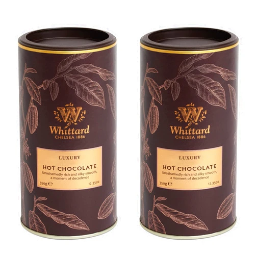 Whittard of Chelsea - Luxury Hot Chocolate - Milk Chocolate Mix, Vegetarian, Vegan Friendly, Baking Cocoa (350g, 2ct)