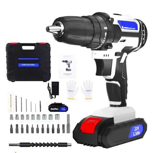JAOSY Cordless Drill/Driver Kit 21V MAX, Power Battery Drill Set w/29-Piece Accessories, 3/8 inches Keyless Chuck, 2 Variable Speed,Built-in LED Light, Drill for DIY Home Projects, Around the House