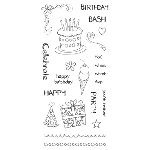 Fiskars 4-Inch-by-8-Inch Clear Stamp, Birthday Party