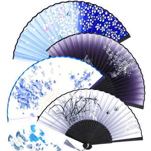 Zonon 4 Pack Handheld Floral Folding Fans Hand Held Silk Bamboo Fans with Tassel Women Hollowed Hand Foldable Fan with Fabric Sleeve for Dancing Wedding Decoration Gifts(Retro)