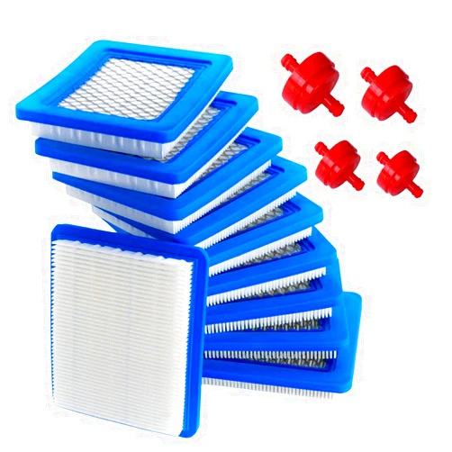 HOODELL 10 Pack 491588S Air Filter + 394358 Fuel Filter Compatible with Briggs and Stratton 491588 4915885, Toro 20332, Craftsman 33644, Pro Performance for Push Lawn Mower