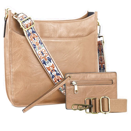 KITATU 2Pcs Crossbody Bags for Women Hobo Handbags Shoulder Designer Purse Vegan Leather Bag With 2 Straps