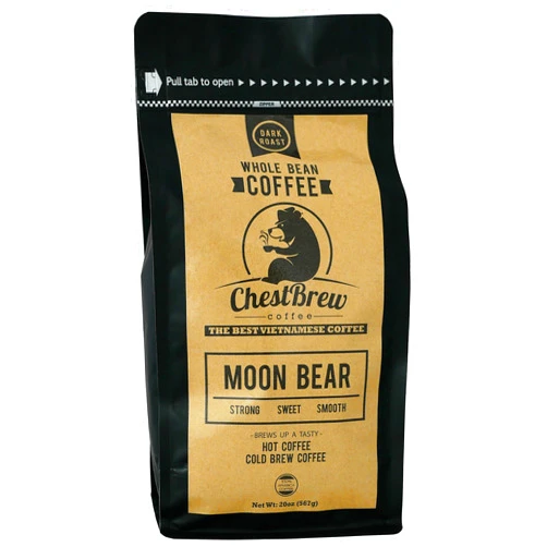 CHESTBREW COFFEE Chestbrew Whole Bean Coffee. Strong Dark Roast Vietnamese Coffee - Moon Bear Premium 20 Ounce Bag