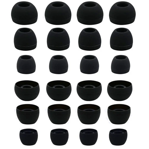 BLLQ 12 Pairs Silicone Replacement Earbud Ear Buds Tips Compatible with Skullcandy Sesh Evo and Other 3.8mm to 5.5mm Nozzle Earbuds Earphones, S/M/L Black