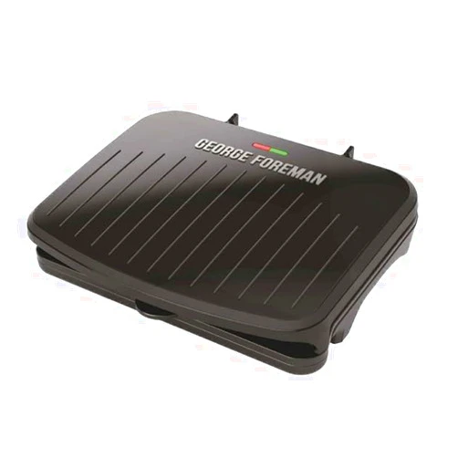 George Foreman Family-Size Grill & Panini Press, Nonstick Ceramic Coating, Fat-Removing Slope, Adjustable Angle, Indoor/Outdoor Use