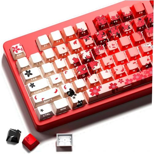 Hkfos Japanese Anime Shine Through Keycaps, Double Shot PBT Keycaps 75 Percent,Cherry Profile Dye-Sub Key Caps, Side Printed Keycap Set for Mechanical Keyboards with MX Switches
