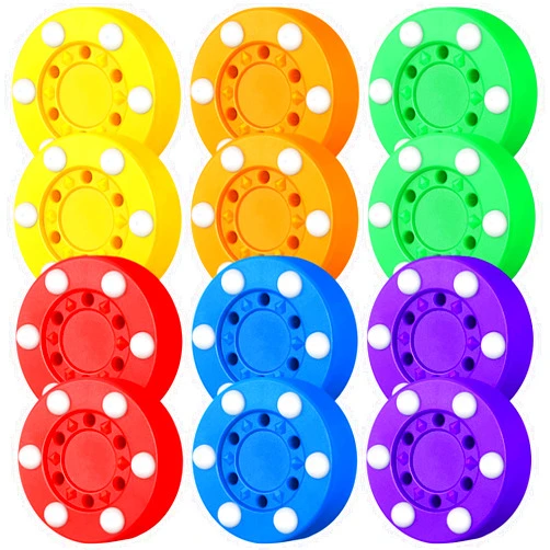 Foilswirl 12 Pcs Roller Hockey Pucks Street Ice Roller Hockey Pucks Outdoor