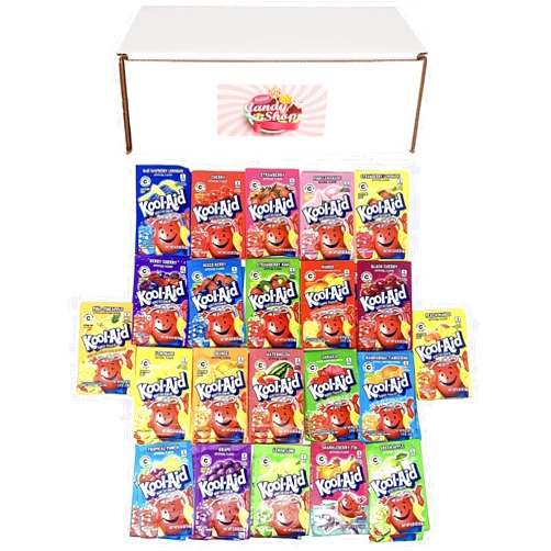 SECRET CANDY SHOP KoolAid Drink Mix Packets Variety Pack of 22 Flavors (2 of each flavor, Total of 44)