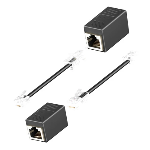 Awishwell RJ45 to RJ11 Adapter, 2 Pack Phone Jack to Ethernet Adapter, Black Phone Line to Ethernet Adapter, RJ45 Female to RJ11 Male Ethernet to Phone Line Adapter