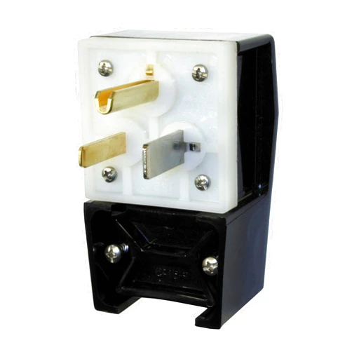 Hubbell HBL9368 Plug, Angle, 2 Pole, 3 Wire, 50 amp, 250V, 6-50P, Black