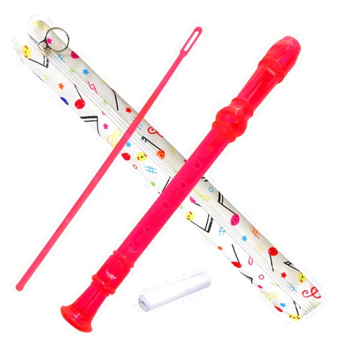 Auteey 8 Hole German style Soprano Recorder for Beginners, Kids adults Music Flute with Gift Case Bag Cleaning Rod For Party Entertainment (Crystal Pink)