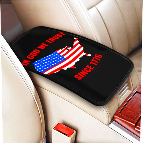 LSNTY in God We Trust Patriotic Christian 4Th of July USA Flag Car Armrest Pad Center Console Cushion Cover Universal Fit Decorative Auto Accessories Handrail Box Lid Protector